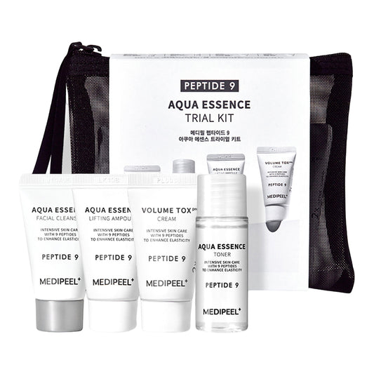 MEDI-PEEL - Peptide 9 Aqua Essence Trial Kit ( Cleanser - 15ml + Toner - 20ml + Ampoule - 15ml + Cream - 15ml.)